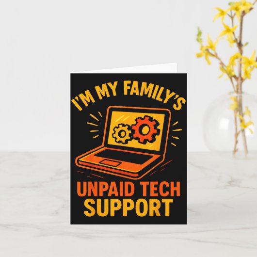 Funny Tech Guy Suprt Computer Geek Nerd Engineer G カード (黄色い花)