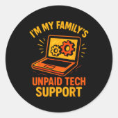 Funny Tech Guy Suprt Computer Geek Nerd Engineer G ラウンドシール (正面)