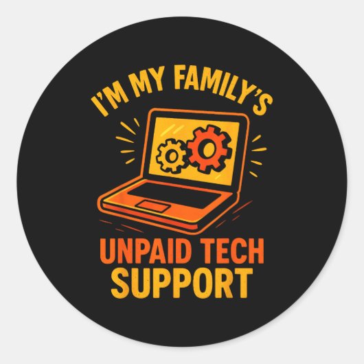 Funny Tech Guy Suprt Computer Geek Nerd Engineer G ラウンドシール (正面)