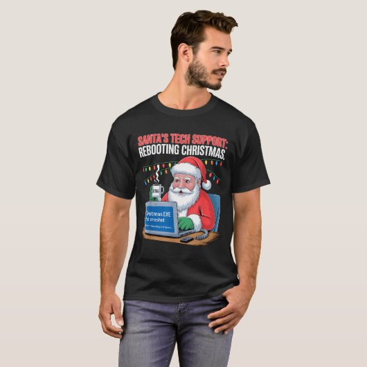 Funny Tech Santa Support Rebooting s Tシャツ (正面フル)