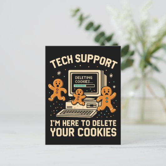 Funny Tech Support Delete Cookies  ポストカード (スタンド正面)