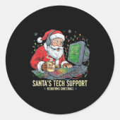 Funny Tech Support Rebooting s Computer Santa Sant ラウンドシール (正面)