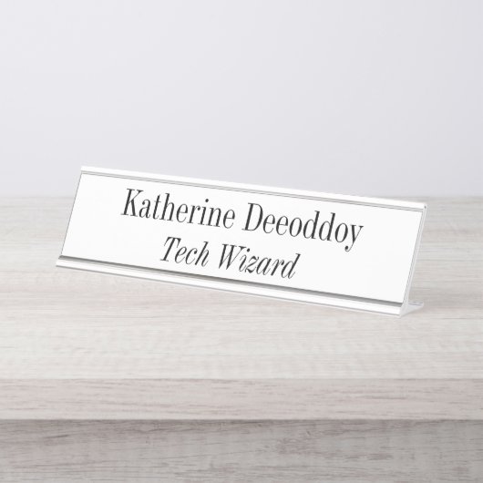 Funny Tech Wizard White デスクネームプレート (正面)