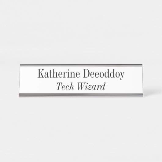 Funny Tech Wizard White デスクネームプレート (正面)