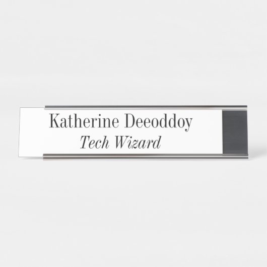 Funny Tech Wizard White デスクネームプレート (正面)