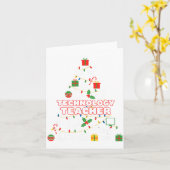 Funny Technology Teacher Christmas Tree Lights Wom カード (黄色い花)
