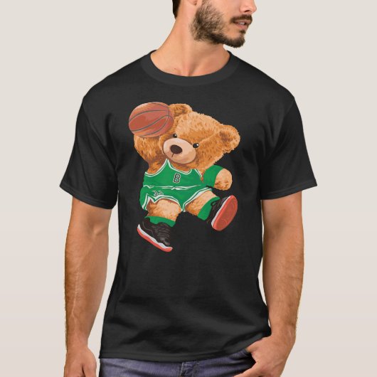 Funny Teddy Bear Basketball Slam Dunk Sport Cute C Tシャツ (正面)
