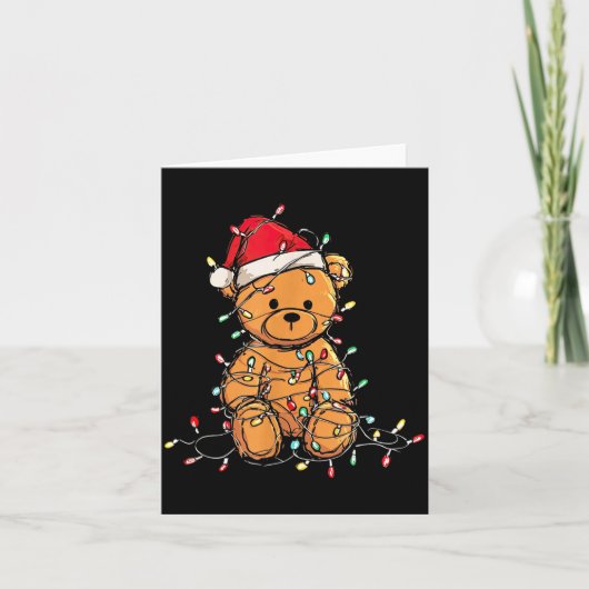 Funny Teddy Bear Christmas Graphics Lights Lover  カード (正面)