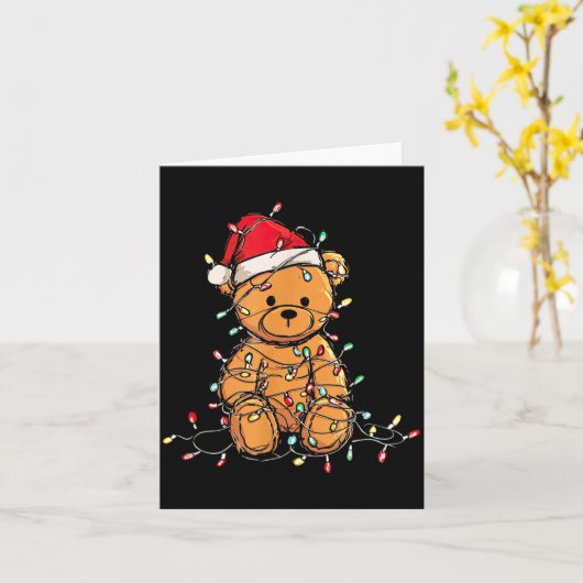 Funny Teddy Bear Christmas Graphics Lights Lover  カード (黄色い花)