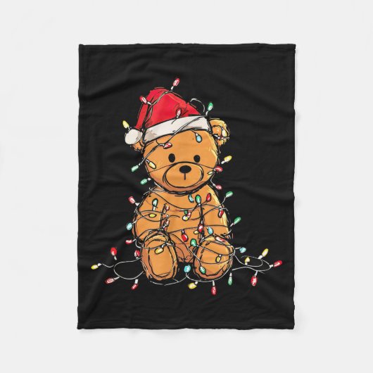 Funny Teddy Bear Christmas Graphics Lights Lover  フリースブランケット (正面)