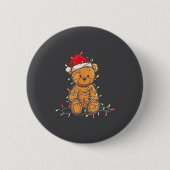 Funny Teddy Bear Christmas Graphics Lights Lover  缶バッジ (正面)