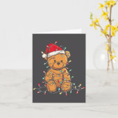 Funny Teddy Bear Christmas Graphics Lights Lover L カード (黄色い花)