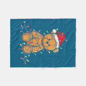 Funny Teddy Bear Christmas Graphics Lights Lover L フリースブランケット (正面(横))