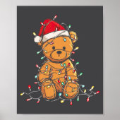Funny Teddy Bear Christmas Graphics Lights Lover L ポスター (正面)