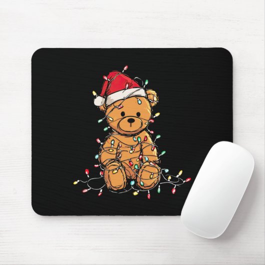 Funny Teddy Bear Christmas Graphics Lights Lover L マウスパッド (マウス)