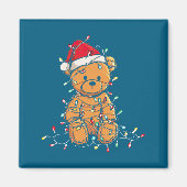 Funny Teddy Bear Christmas Graphics Lights Lover L マグネット (正面)