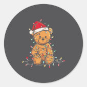 Funny Teddy Bear Christmas Graphics Lights Lover L ラウンドシール (正面)