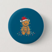 Funny Teddy Bear Christmas Graphics Lights Lover L 缶バッジ (正面)