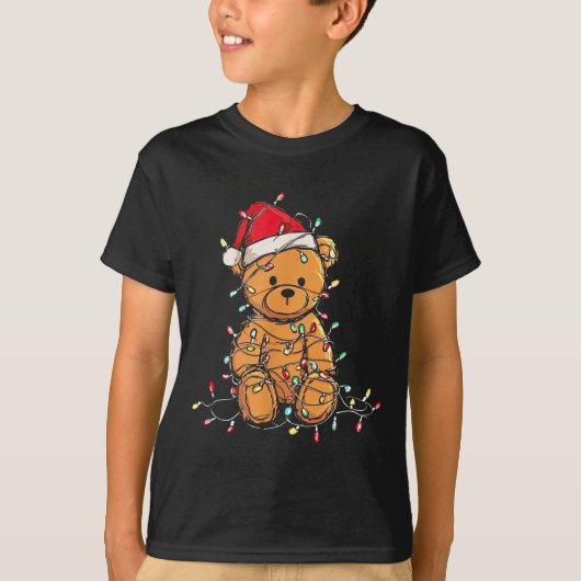 Funny Teddy Bear Christmas Graphics Lights Lover  Tシャツ (正面)
