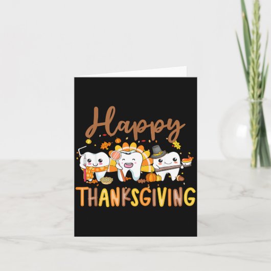 Funny Teeth Thanksgiving Dentist Turkey Dental Squ カード (正面)