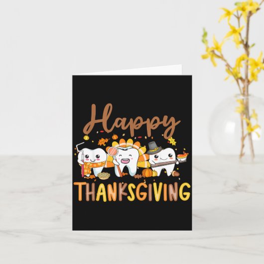 Funny Teeth Thanksgiving Dentist Turkey Dental Squ カード (黄色い花)