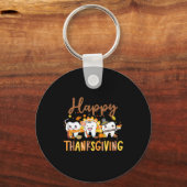 Funny Teeth Thanksgiving Dentist Turkey Dental Squ キーホルダー (正面)