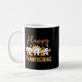 Funny Teeth Thanksgiving Dentist Turkey Dental Squ コーヒーマグカップ (左)