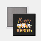 Funny Teeth Thanksgiving Dentist Turkey Dental Squ マグネット (正面/裏面)