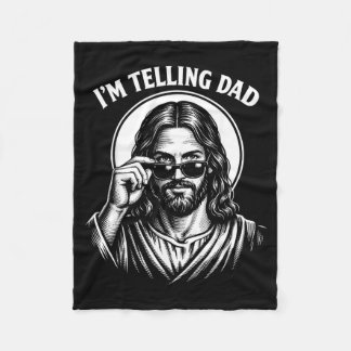 Funny Telling Dad - Religious Christian Jesus Meme フリースブランケット