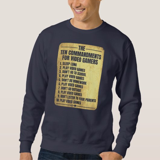 Funny Ten Commandments For Video Gamers Boys スウェットシャツ (正面)