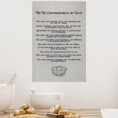 Funny Ten Commandments of Spice Kitchen Wall Art ポスター