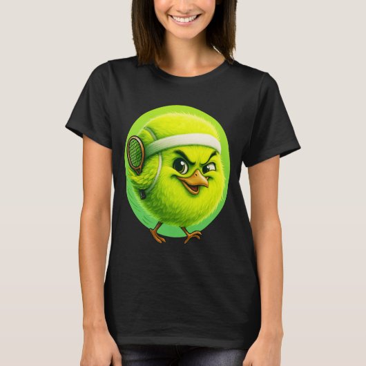 Funny Tennis Bird Cute Kawaii Animal Athlete Carto Tシャツ (正面)
