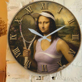 Funny Tennis Mona Lisa ラージ壁時計