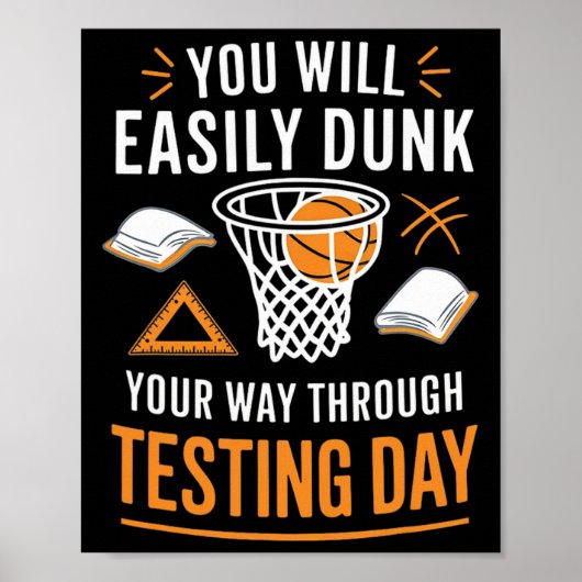 Funny Test Day Teacher Sketll Dunk Testing Day Tea ポスター (正面)