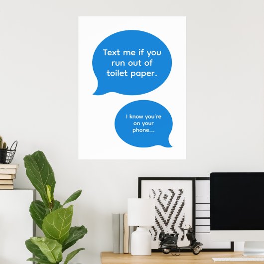 Funny Texting Bathroom ポスター (ホームオフィス)
