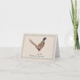 Funny thank you card with pheasant painting サンキューカード