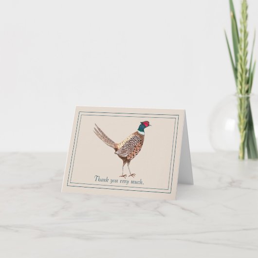 Funny thank you card with pheasant painting サンキューカード (正面)