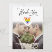 Funny Thank You LGBT Rainbow Pride Heart Photo サンキューカード (正面)