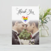 Funny Thank You LGBT Rainbow Pride Heart Photo サンキューカード (スタンド正面)