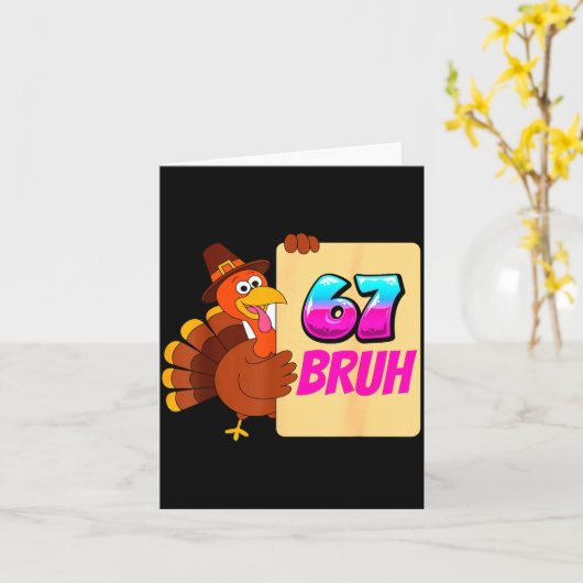 Funny Thanksgiving 67 Baseball Drip Gobble Turkey  カード (黄色い花)