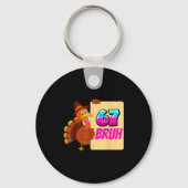 Funny Thanksgiving 67 Baseball Drip Gobble Turkey キーホルダー (正面)