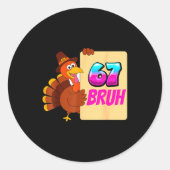 Funny Thanksgiving 67 Baseball Drip Gobble Turkey  ラウンドシール (正面)
