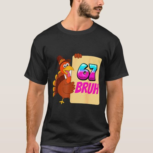 Funny Thanksgiving 67 Baseball Drip Gobble Turkey  Tシャツ (正面)