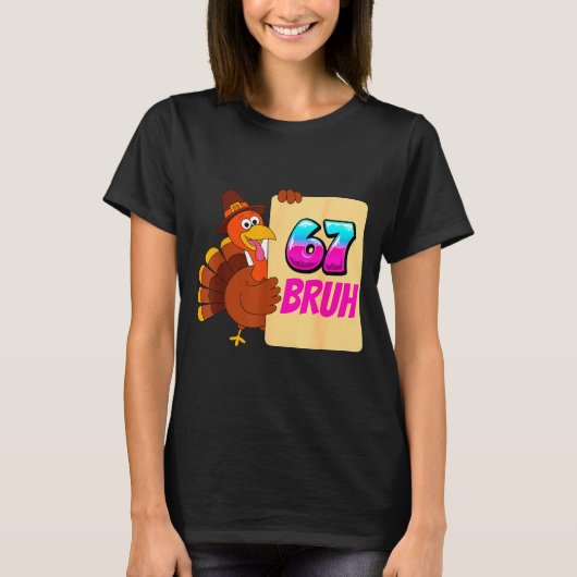 Funny Thanksgiving 67 Baseball Drip Gobble Turkey  Tシャツ (正面)