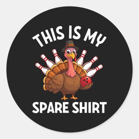 Funny Thanksgiving Bowling Boys Men Women This Is  ラウンドシール (正面)