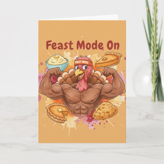 Funny Thanksgiving Card – Feast Mode On カード (正面)