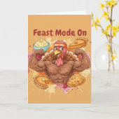 Funny Thanksgiving Card – Feast Mode On カード (黄色い花)
