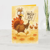Funny Thanksgiving Card – Turkey Trouble カード (正面)