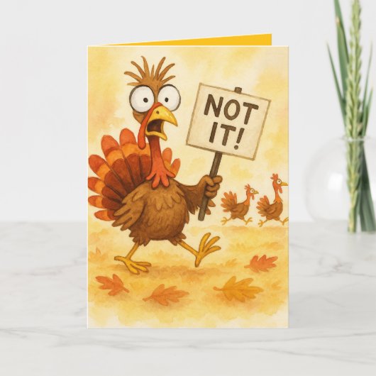 Funny Thanksgiving Card – Turkey Trouble カード (正面)