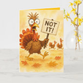 Funny Thanksgiving Card – Turkey Trouble カード (黄色い花)